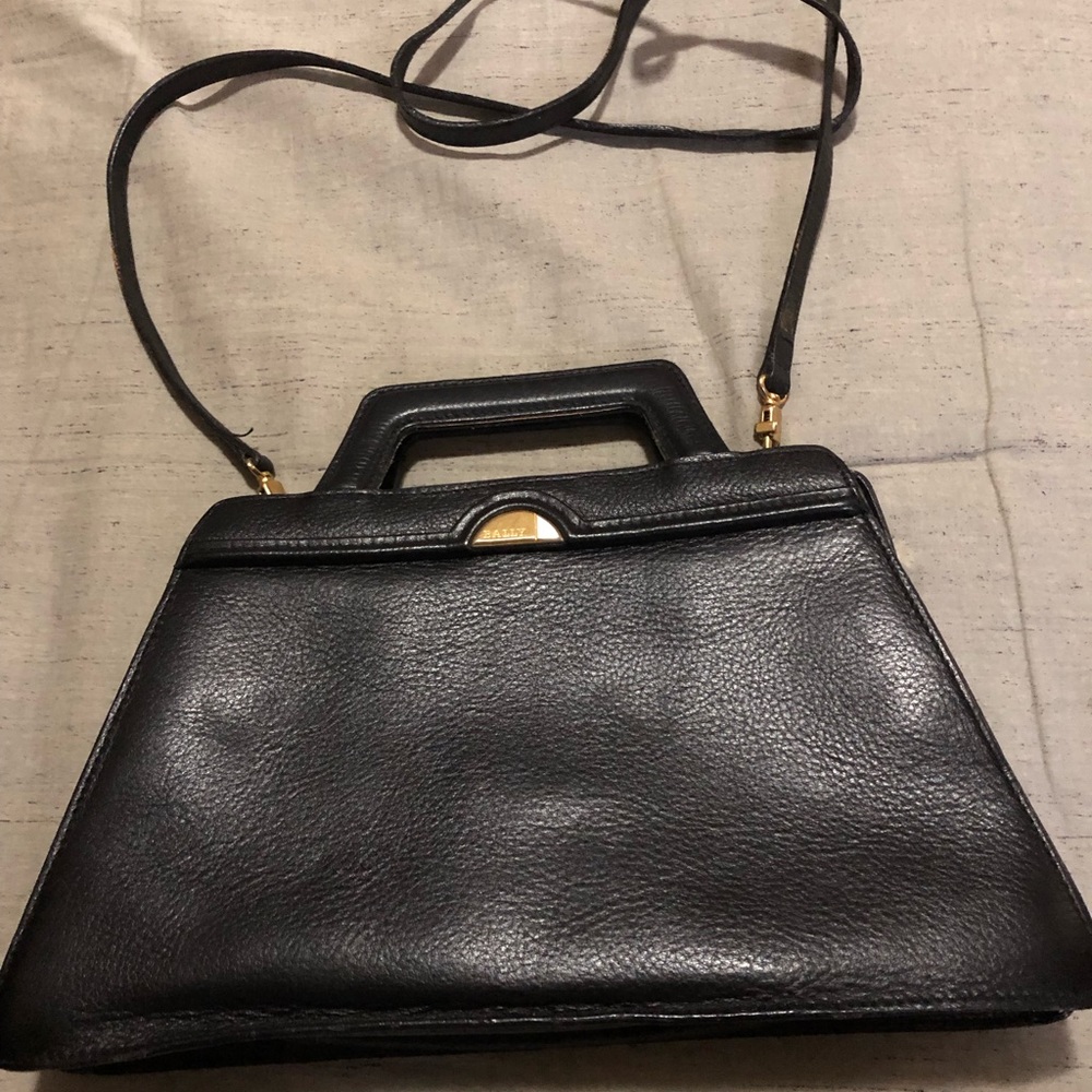 TODAY ONLY: Authentic BALLY BLACK LEATHER CROSSBODY - large scruffs/torn base